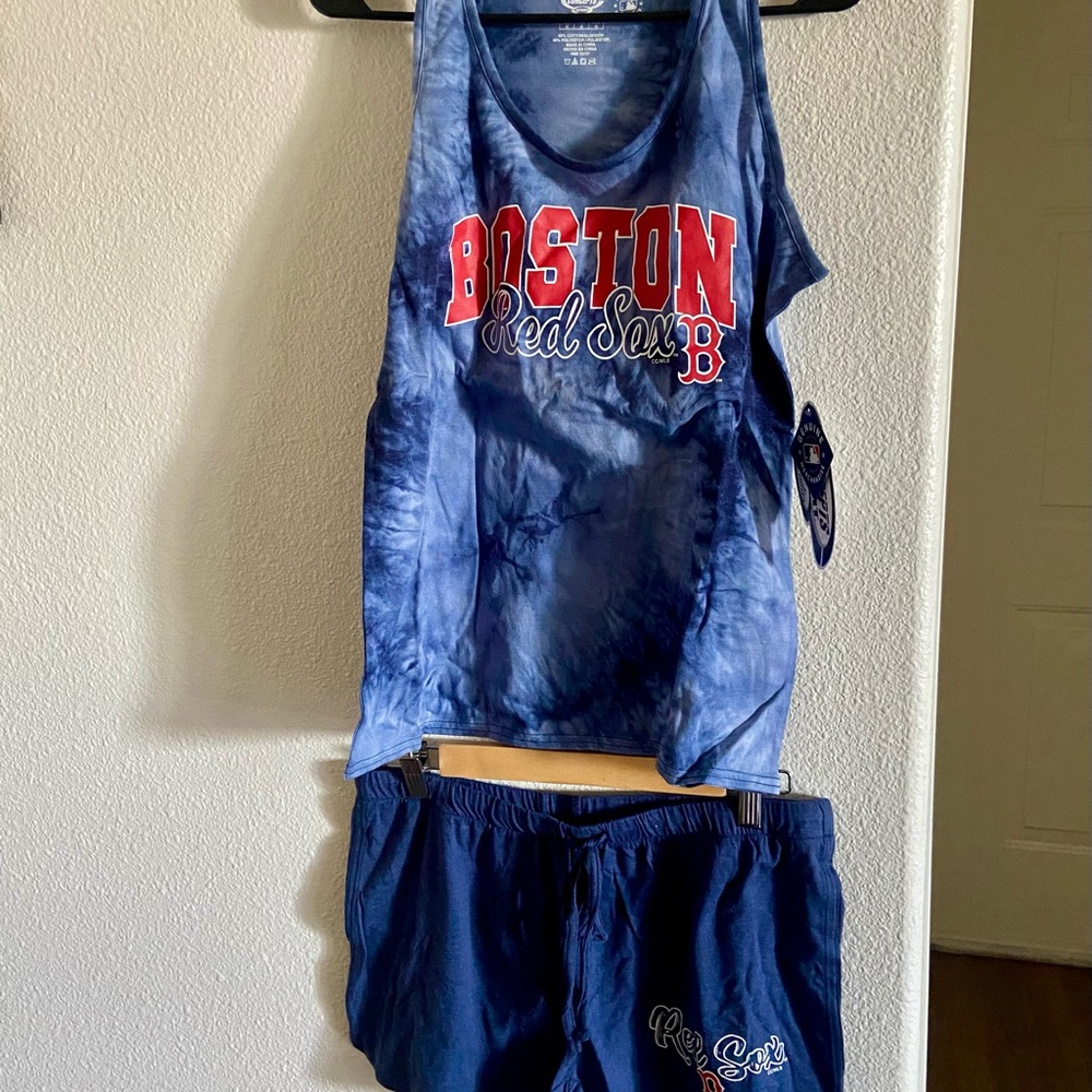 Boston Red Sox Blue Tie-Dye Tank and Shorts Set